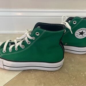 Converse High Top Canvas Platform Sneakers - Green & White